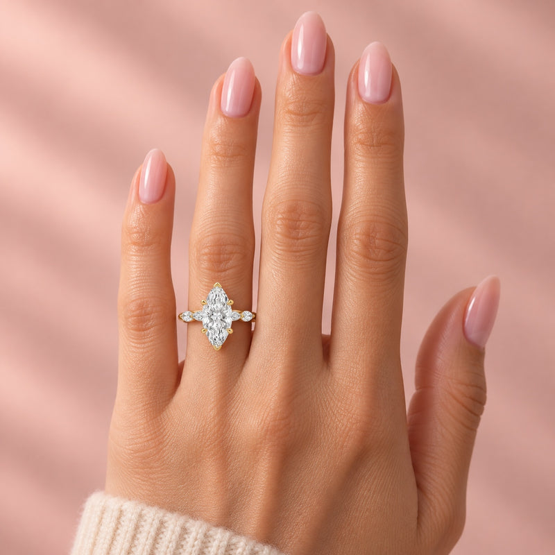 14K Gold Marquise Lab-Grown Diamond Engagement Ring, photo 7 of 7