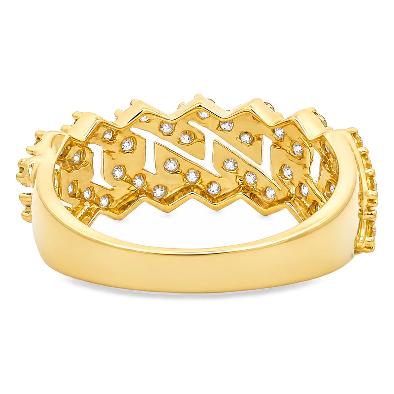 14K Gold One Row Diamond Cuban Link Ring, view 5
