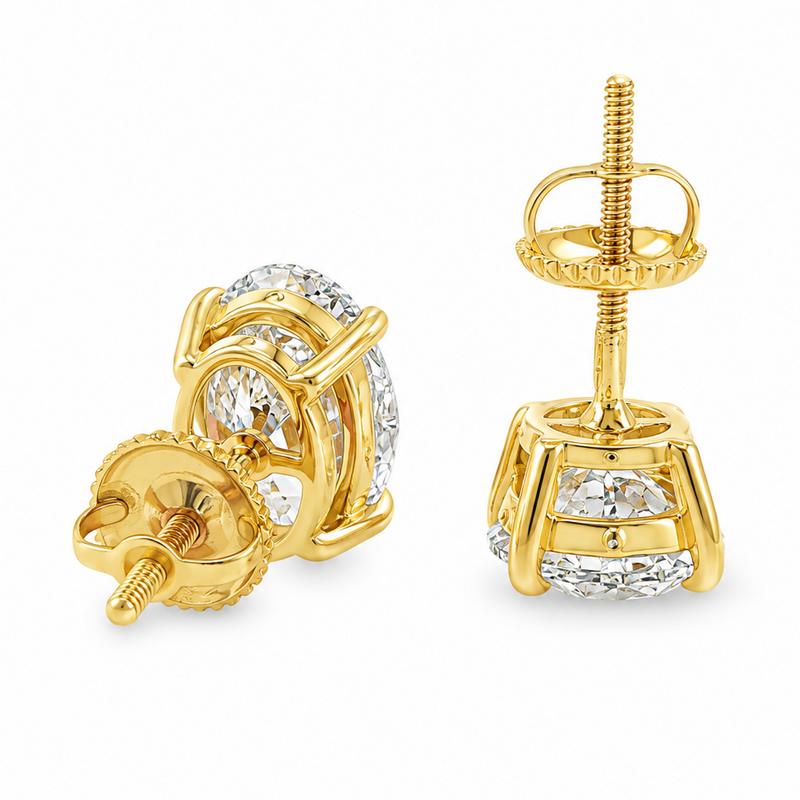 14K Gold Oval Shape Lab-Grown Diamond Earrings 4 Ct, view 7