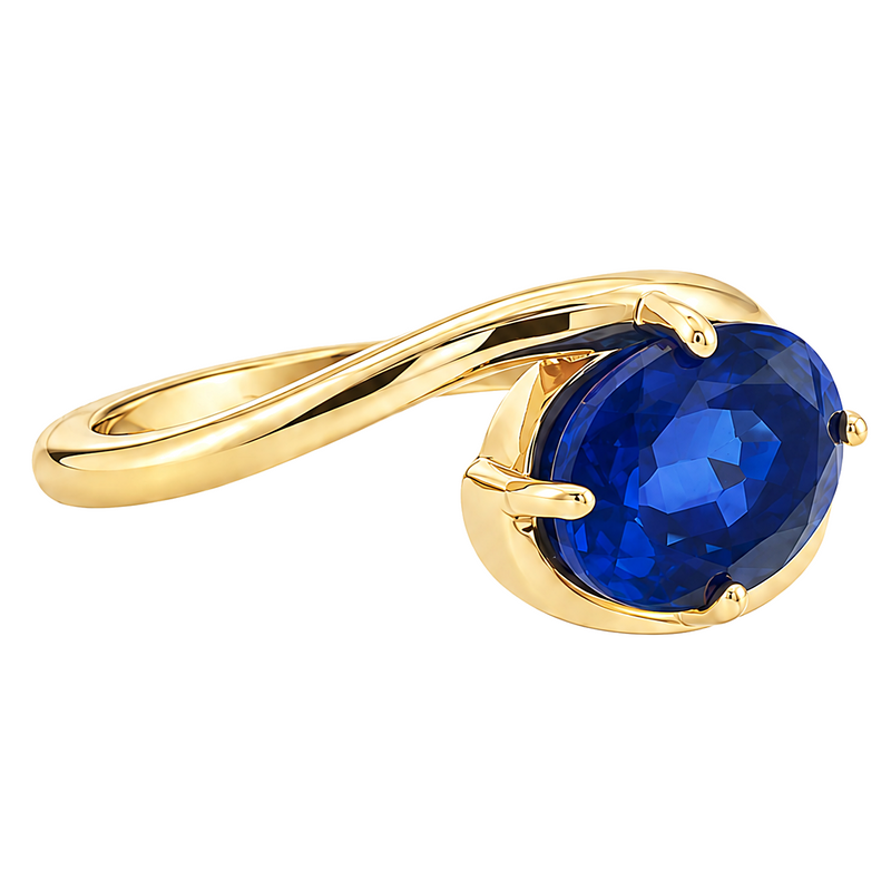 14K Gold Sapphire Bypass Ring, view 4