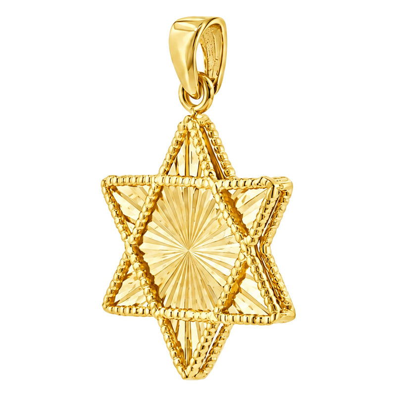 14K Gold Star of David Pendant, view 2