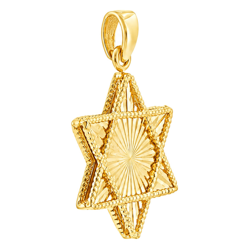 14K Gold Star of David Pendant, view 4