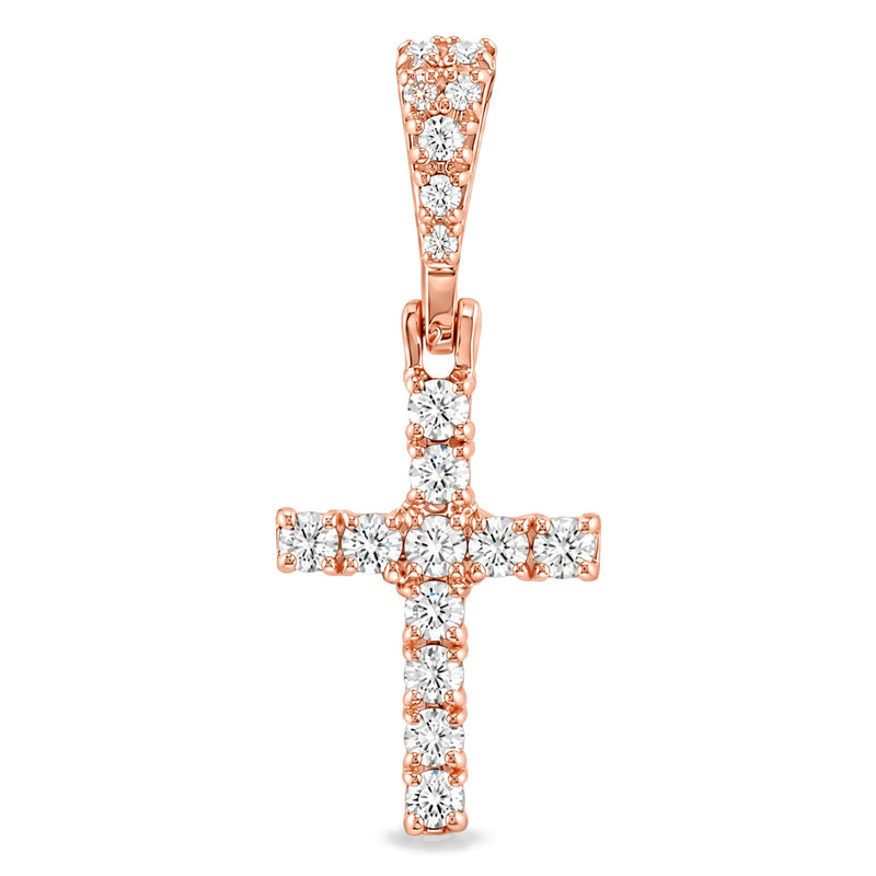 14K Yellow Gold Diamond Small Cross, view 3