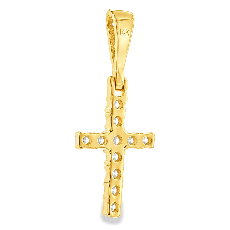 14K Yellow Gold Diamond Small Cross, view 7