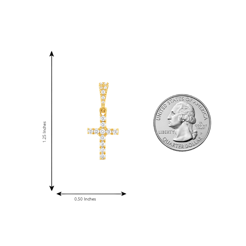 14K Yellow Gold Diamond Small Cross, view 11