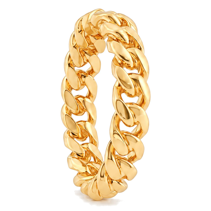 14K Yellow Gold Miami Cuban Link Ring 4.3mm, view 5