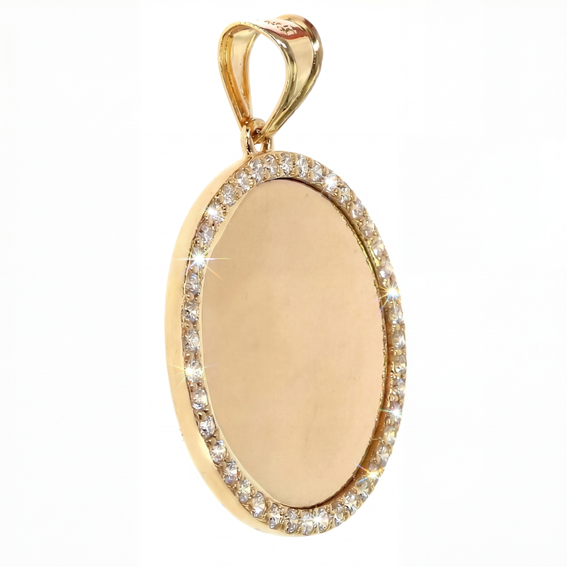 14K Yellow Gold Sweet Memories Collection Diamond Photo Pendant, view 2