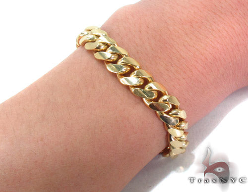 14k Yellow Gold Miami Cuban Bracelet 9.5 inches 11.5mm 34627 - Image 5