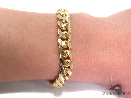 14k Yellow Gold Miami Cuban Bracelet 9.5 inches 11.5mm 34627 - Image 6