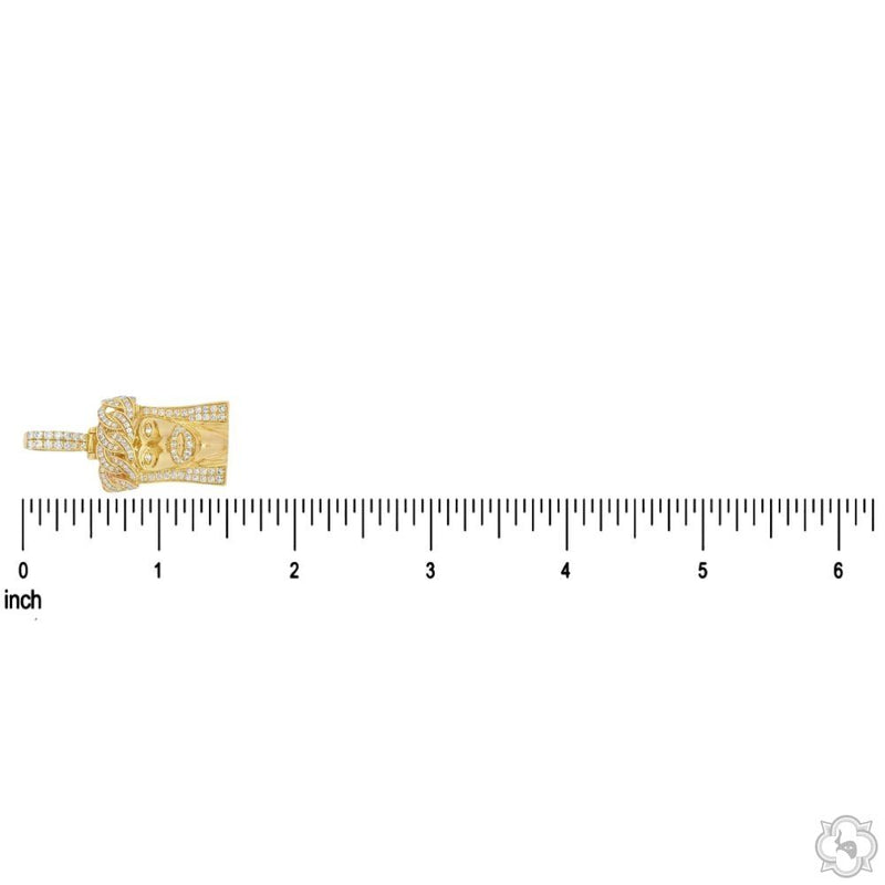 14k Gold Diamond Cuban Link Crown Jesus Pendant, photo 9 of 11