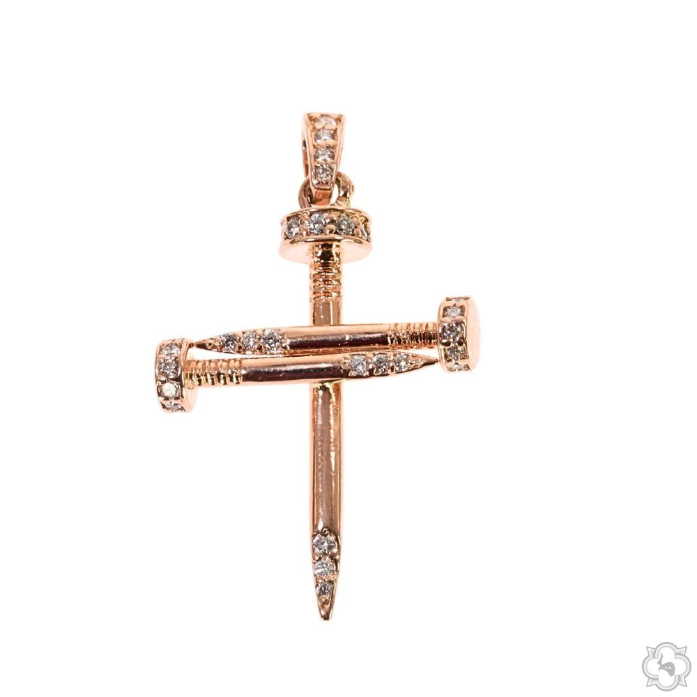 14k Gold Diamond Nail Cross Pendant 70031 | TraxNYC