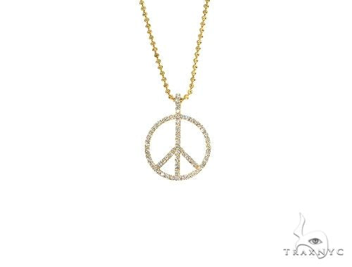 14k Gold Peace and Love Small Pendant Set 66337 - Image 1