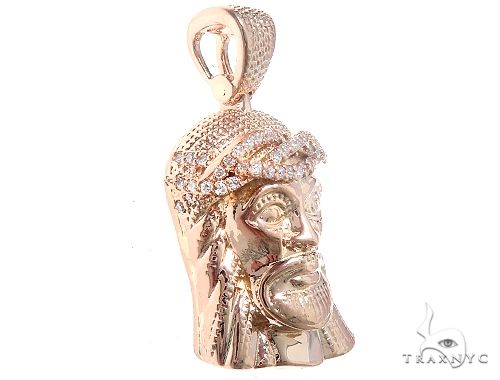 14k Rose Gold Diamond Jesus Pendant and Moon Chain Set 65123 - Image 4