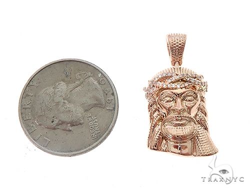 14k Rose Gold Diamond Jesus Pendant and Moon Chain Set 65123 - Image 7