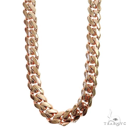14k Rose Gold Solid Hand Made Miami Cuban 9.5mm 24 inches Chain 69725 - Image 1