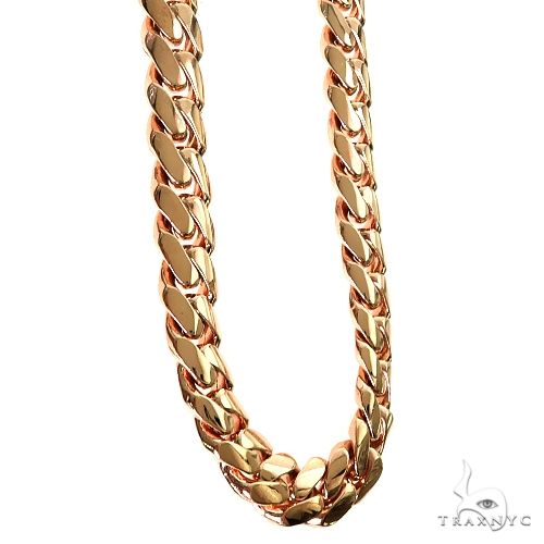 14k Rose Gold Solid Hand Made Miami Cuban 9.5mm 24 inches Chain 69725 - Image 2
