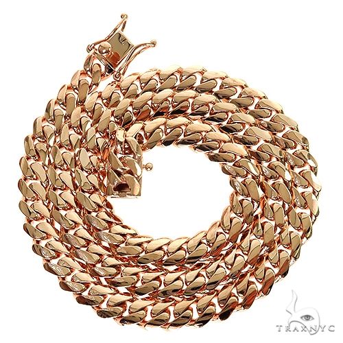 14k Rose Gold Solid Hand Made Miami Cuban 9.5mm 24 inches Chain 69725 - Image 4