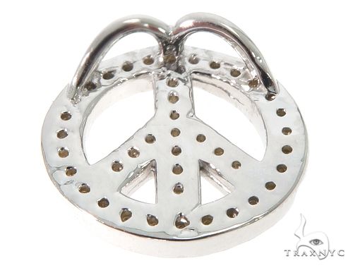 14k White Gold Diamond Peace Symbol Pendant, photo 3 of 6