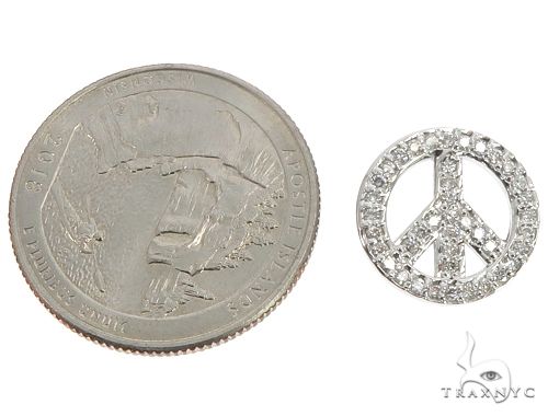 14k White Gold Diamond Peace Symbol Pendant, photo 5 of 6