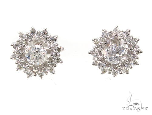 14k White Gold Prong Diamond Earrings For Women-39992 - Image 1