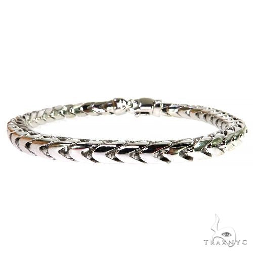 14k white gold solid Franco bracelet 8.5 inches, 5.5mm men's chain link design