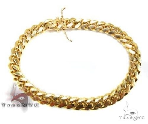 14k yellow gold solid Miami Cuban bracelet, 4.9mm thick, 8-inch length, polished finish
