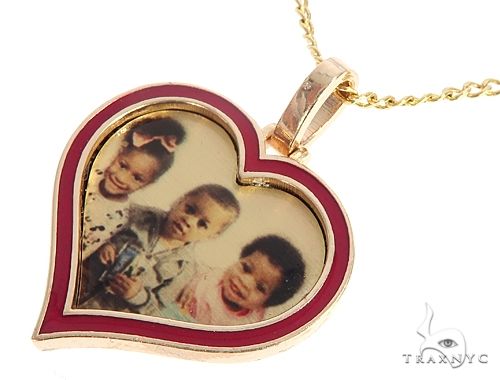 14k Yellow Gold 1 Inch Customizable Photo Heart Pendant 65043 - Image 8