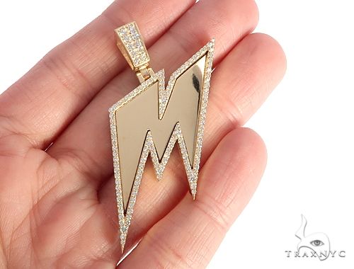 14k Yellow Gold Custom Made 'M' Pendant, photo 5 of 7