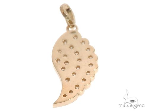 14k Yellow Gold Diamond Angel Wing Pendant 64668 - Image 3