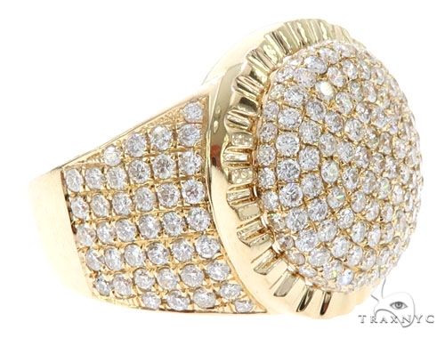 14k Yellow Gold Diamond Dome Men's Ring, photo 3 of 6