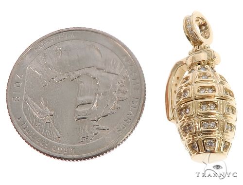 14k Yellow Gold Diamond Grenade Pendant, photo 3 of 4