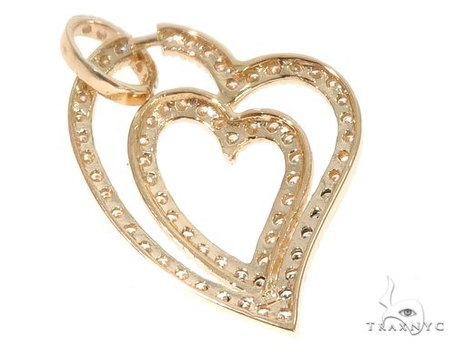 14k Yellow Gold Diamond Heart Pendant 64669 - Image 3
