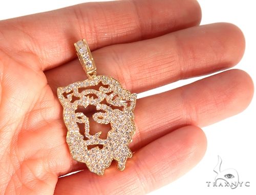 14k Yellow Gold Diamond Jesus Pendant, photo 5 of 7