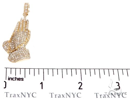 14k Yellow Gold Diamond Prayer Hands Pendant, photo 6 of 7