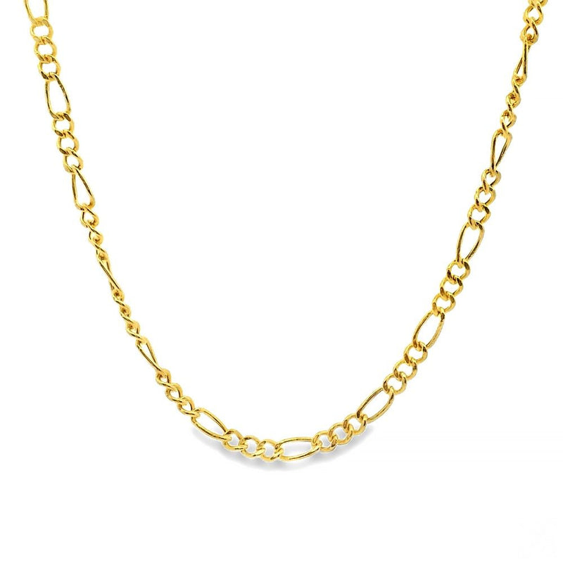 14k yellow gold Figaro chain necklace 22 inches long 2.5mm thickness