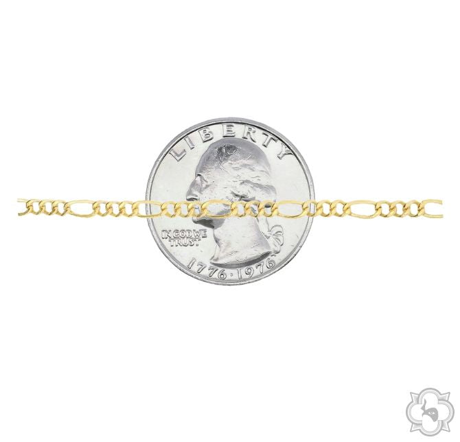14K Yellow Gold Hollow Figaro Chain 2.5mm 66295, photo 4 of 5
