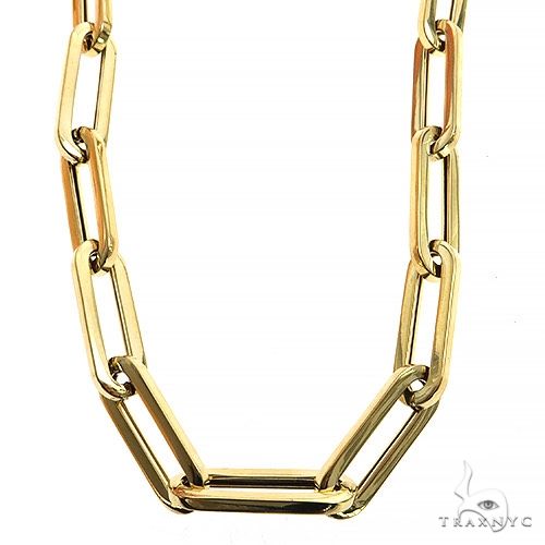 14k Yellow Gold Hollow Paperclip 7.7mm 18 inches 68352 | TraxNYC