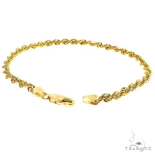 14k Yellow Gold Hollow Rope Bracelet 3.8mm 8.5 inches, photo 3 of 6