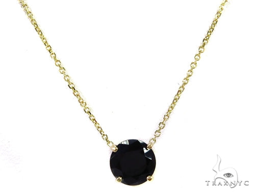 14k Yellow Gold Onyx Necklace & Earrings Set 40029 - Image 2