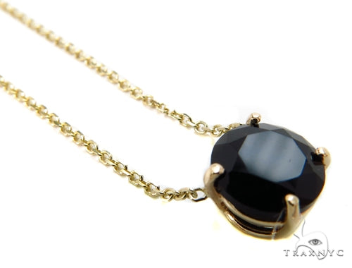 14k Yellow Gold Onyx Necklace & Earrings Set 40029 - Image 6