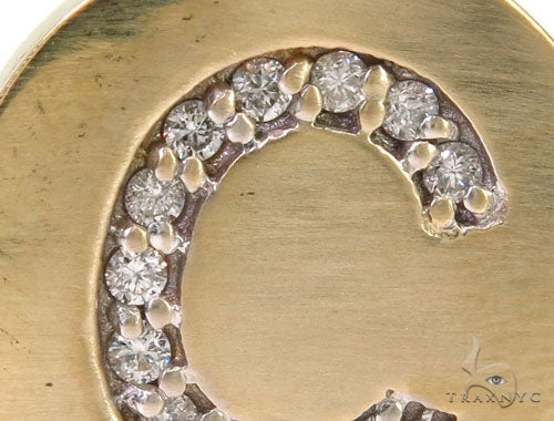 14k Yellow Gold Prong Diamond Initial C Pendant, photo 3 of 7