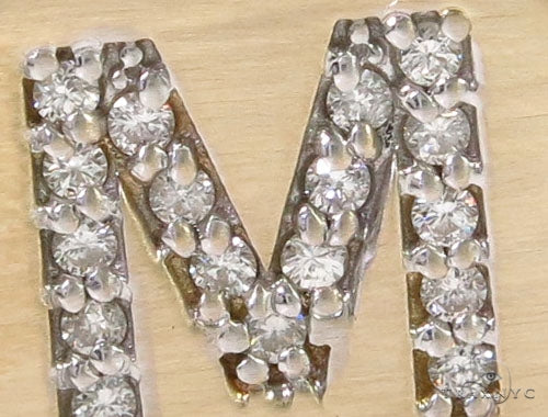 14k Yellow Gold Prong Diamond Initial M Pendant, photo 3 of 7