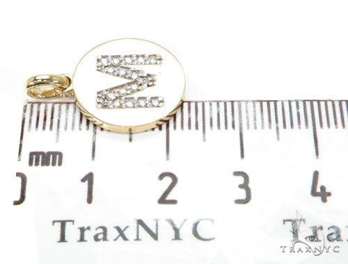 14k Yellow Gold Prong Diamond Initial M Pendant, photo 7 of 7
