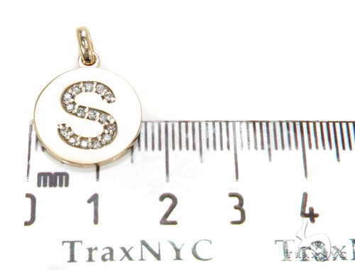 14k Yellow Gold Prong Diamond Initial S Pendant, photo 6 of 7