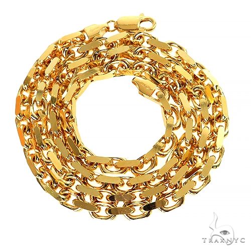 14k Yellow Gold Solid Anchor Link Diamond Cut Chain 5mm 22 inches 69618 - Image 3