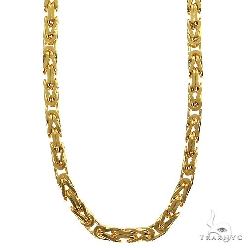 14k Yellow Gold Solid Byzantine link 4mm 22 inches 70129 | TraxNYC