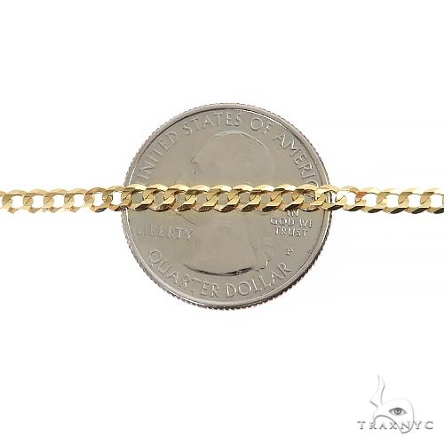 14k Yellow Gold Solid Thin Curb chain 3mm 24 inches, photo 5 of 5