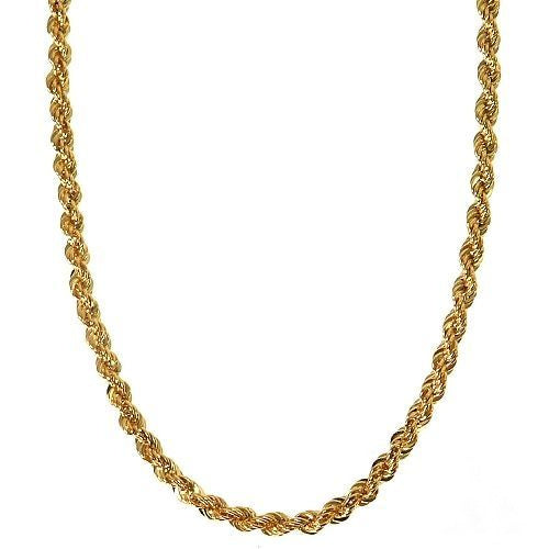 14k yellow gold solid rope link chain 2.2mm thickness, 20-inch length