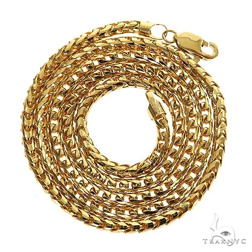 14k Yellow Gold Solid Round Franco Diamond Cut Link Chain 4 mm 24 Inches 70149 - Image 3
