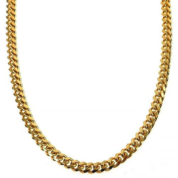 14k yellow gold thin Miami Cuban link chain 22 inches 3.2mm men's necklace.